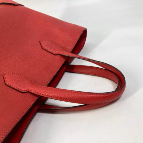 HERMES maxi box cover 30 Hand Bag Tote Bag Evercolor / Epsom Red - Picture 2 of 13